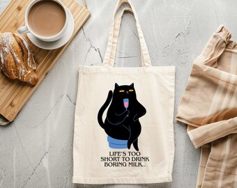 Cadeau kattenliefhebber, kattentas, schattige draagtas, kattenliefhebber, boodschappentas, esthetische draagtas, kattencadeaus, draagtas katten, kattenvader, kattenmama, cadeaus met kattenthema.