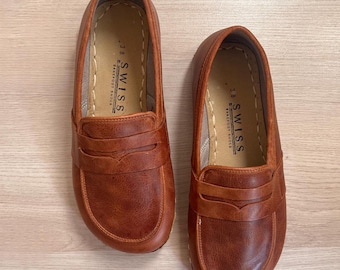 Zapatos Grounding para mujer, color marrón loco, zapatos descalzos para mujer, zapatos Oxford Grounding para mujer, zapatos de cuero.