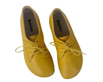 Womens Grounding Shoes,   Leather Sole,  Barefoot  Shoes Women, Yellow Shoes, Grouning Shoes Copper