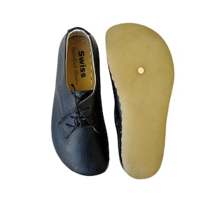 Mens Grounding Shoes Black, Barefoot Shoes Men, Grounding Shoes Copper, Leather Sole