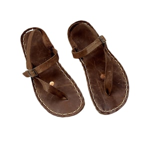 Heren Grounding Sandalen | Visioenen Leer | Duurzame handgemaakte leren herensandalen | Koperen klinknagels
