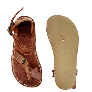 Womens Grounding New Crazy Brown Toe Ring Sandals | Minimalist Sandals | Barefoot Sandals | Copper Rivets |