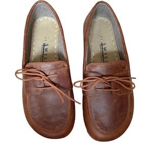 Womens Antique Brown Wide Toe Box Barefoot Shoes, All Natural Leather Womens Wider Shoes