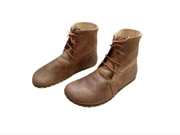 Men Brown Chelsea Barefoot Boots, Ankle Barefoot Boots, Earthing Boots, Full Leather