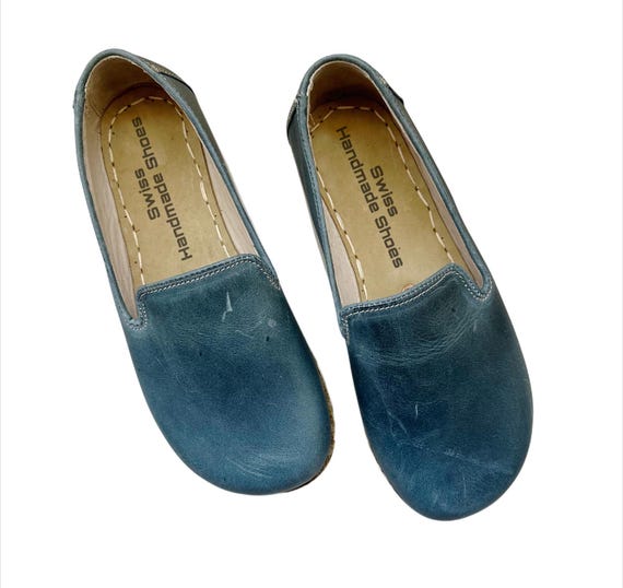 Grounding  Shoes With Copper Rivets, Barefoot Shoes For Womens,  Minimalist Shoes, Leather Sole, Flat Shoes, Sky Blue