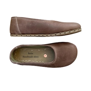 Vision Leather Barefoot Ballerinas, Handmade Zero Drop Slip-Ons, Grounding Minimalist Shoes