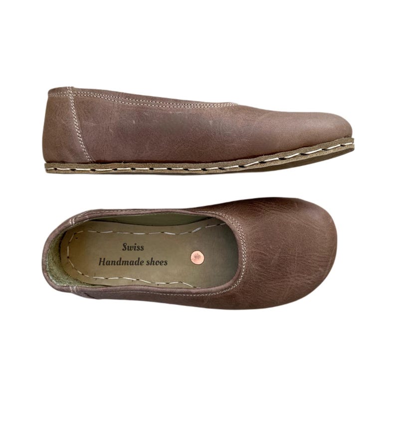 Vision Leather Barefoot Ballerinas, Handmade Zero Drop Slip-Ons, Grounding Minimalist Shoes