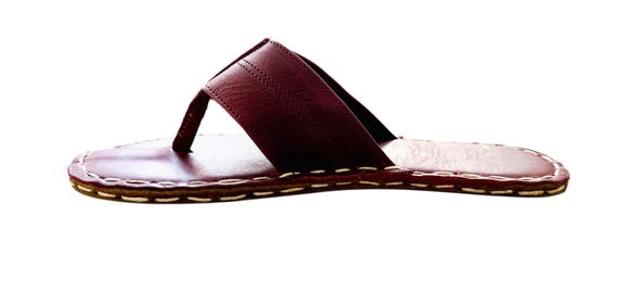 Mens Burgundy Flip Flops, Handmade Genuine Leather Burgundy 