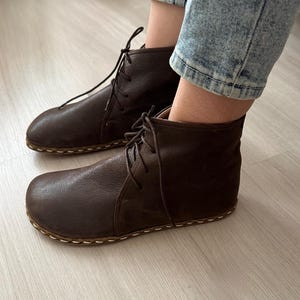 Womens Grounding Boots Dark Brown, Chelsea Barefoot Boots, Ankle Barefoot Boots, Grounding Boots Copper, Leather Sole
