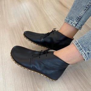 Dames zwarte Chelsea Barefoot Boots, Enkel Barefoot Boots, Aardingslaarzen