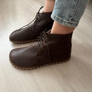 Womens Grounding Boots Dark Brown, Chelsea Barefoot Boots, Ankle Barefoot Boots, Grounding Boots Copper, Leather Sole