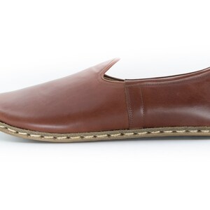 Mens Antique Brown Leather Slip Ons |  Loafers  |  Handmade Flat Shoes |  Gift For  Him