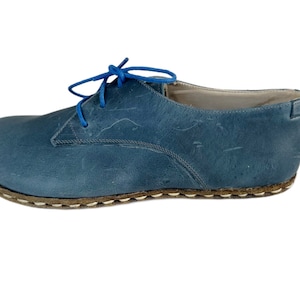 Barefoot Shoes Men | Men Oxford Shoes | Leather Wider Shoes  | Zero Drop Handmade Shoes | Men Loafers Shoes | Sky blue