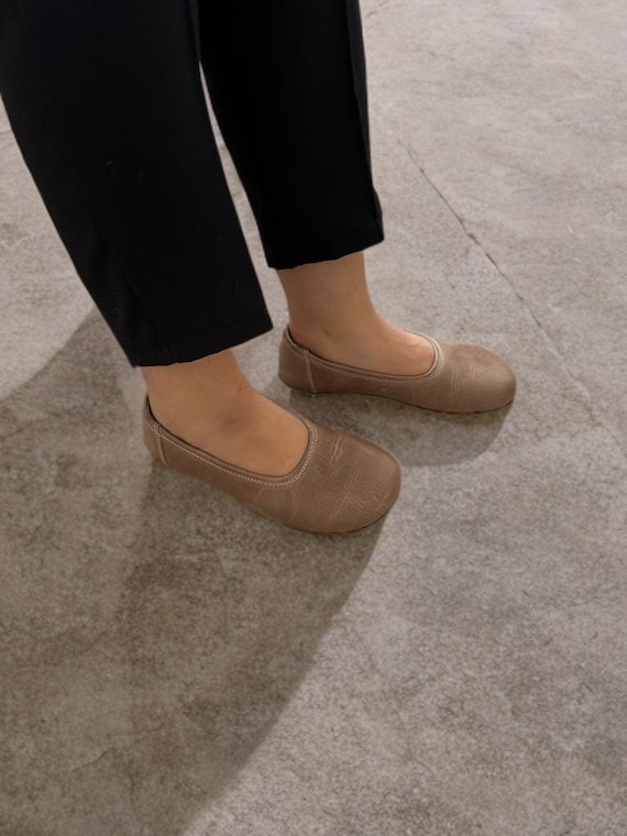 Visions Leather Barefoot Ballerinas, Handmade Zero Drop Slip-Ons, Grounding Minimalist Shoes