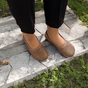 Vision Leather Barefoot Ballerinas, Handmade Zero Drop Slip-Ons, Grounding Minimalist Shoes