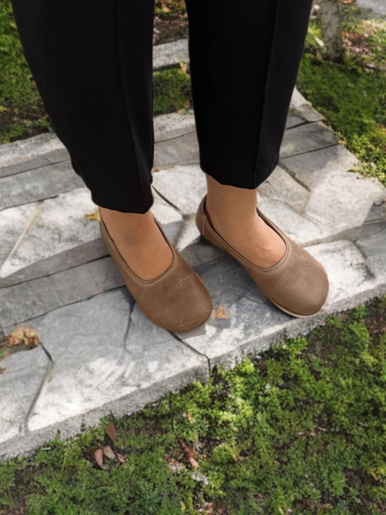 Vision Leather Barefoot Ballerinas, Handmade Zero Drop Slip-Ons, Grounding Minimalist Shoes