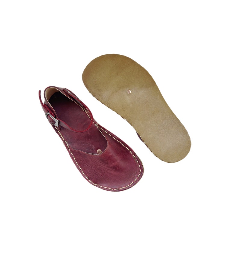 Womens Grounding Sandals | Burgundy Handmade Leather Womens  Sandals | Copper Rivets | Minimalist Footwear