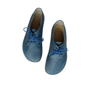 Barefoot Shoes Men | Men Oxford Shoes | Leather Wider Shoes  | Zero Drop Handmade Shoes | Men Loafers Shoes | Sky blue