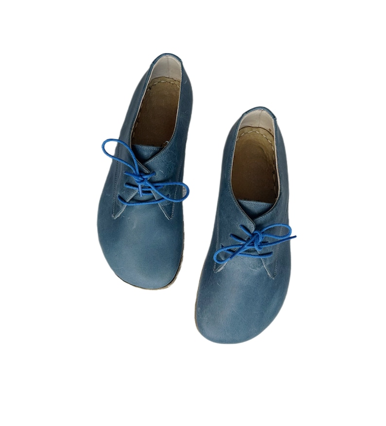 Barefoot Shoes Men | Men Oxford Shoes | Leather Wider Shoes  | Zero Drop Handmade Shoes | Men Loafers Shoes | Sky blue