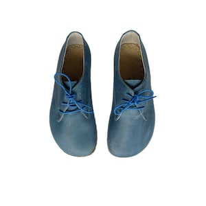 Barefoot Shoes Men | Men Oxford Shoes | Leather Wider Shoes  | Zero Drop Handmade Shoes | Men Loafers Shoes | Sky blue
