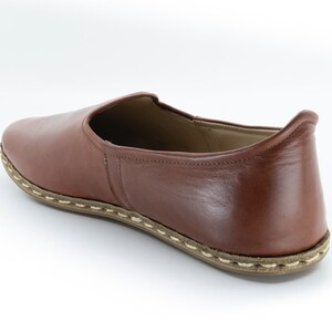 Mens Antique Brown Leather Slip Ons |  Loafers  |  Handmade Flat Shoes |  Gift For  Him
