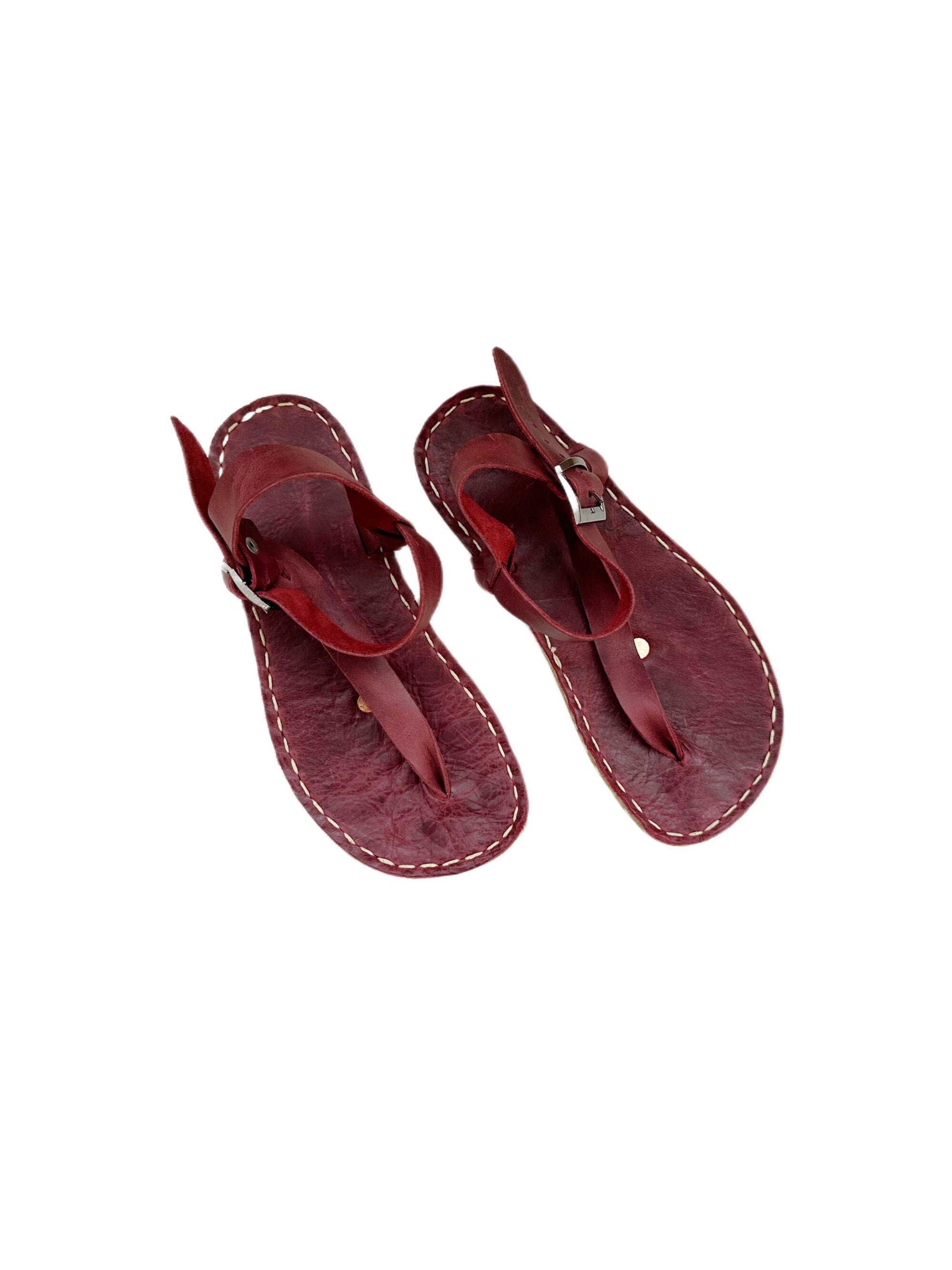 Men's Grounding Sandals | Burgundy | Sustainable Handmade Leather Men Traveler Sandals | Copper Rivets