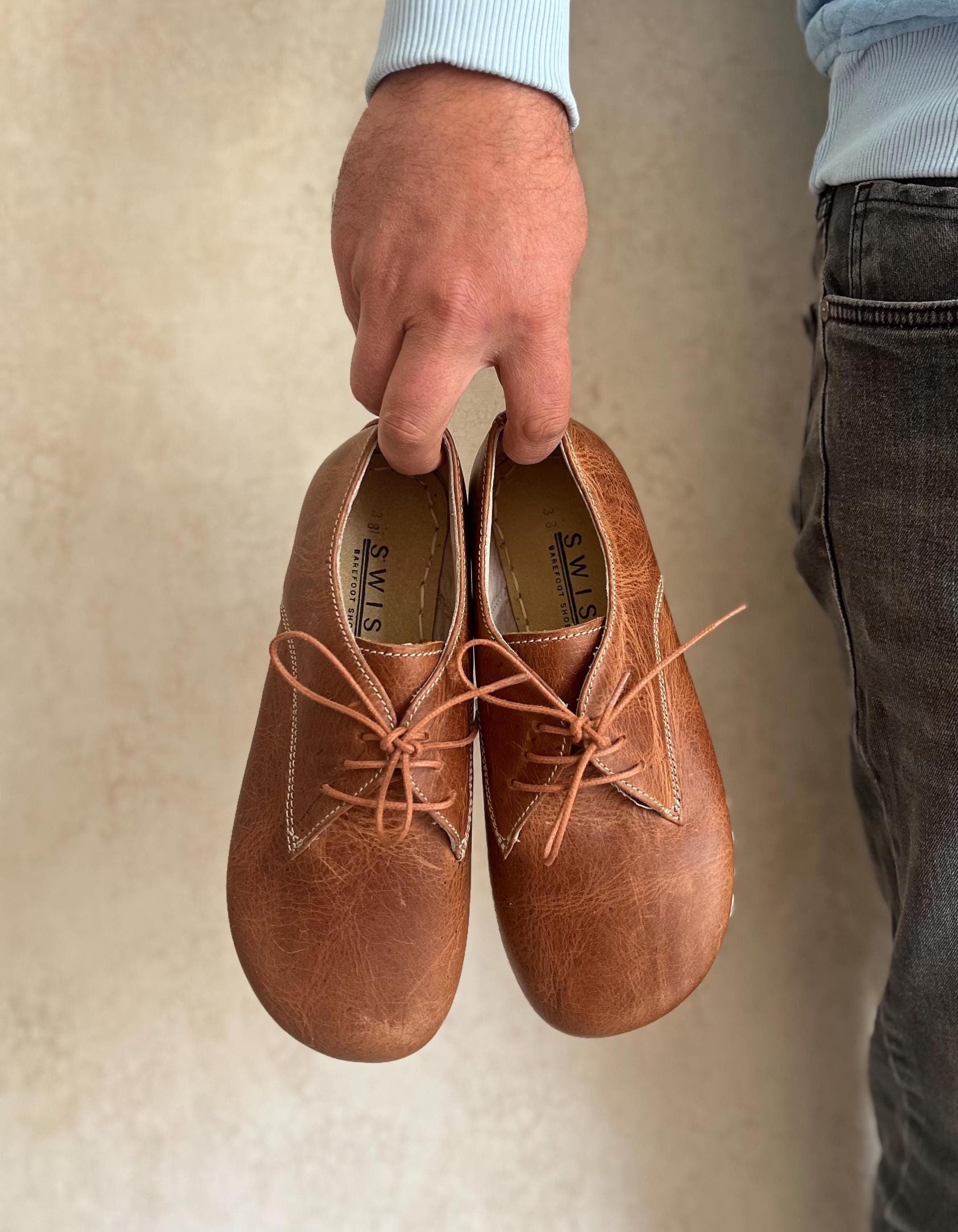 Brown Barefoot Dress Shoe Barefoot Oxford Shoes Women Laced Brown