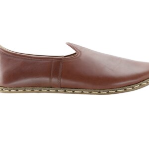 Mens Antique Brown Leather Slip Ons |  Loafers  |  Handmade Flat Shoes |  Gift For  Him