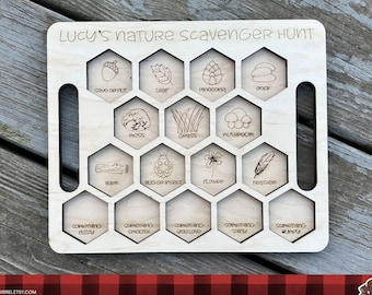 Nature Scavenger Hunt Board, Personalized Nature Hunt Tray, Montessori Nature Scavenger Hunt, Outdoor Scavenger Hunt, Homeschool Outdoor