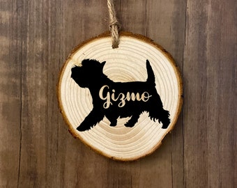 Westie Ornament, Custom Pet Name West Highland Terrier Dog Wooden Slice Ornament, Westie wooden ornament