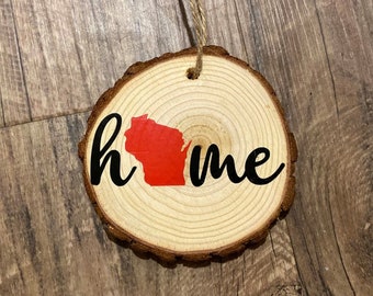 Home State Wood Slice Ornament