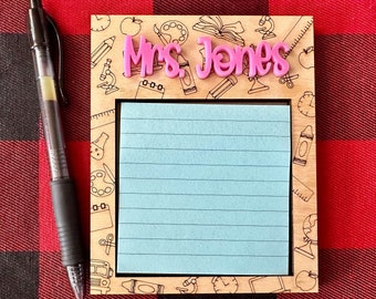 Custom Teacher Gift Sticky Note Holder, Teacher Appreciation Gift, Gift for educators