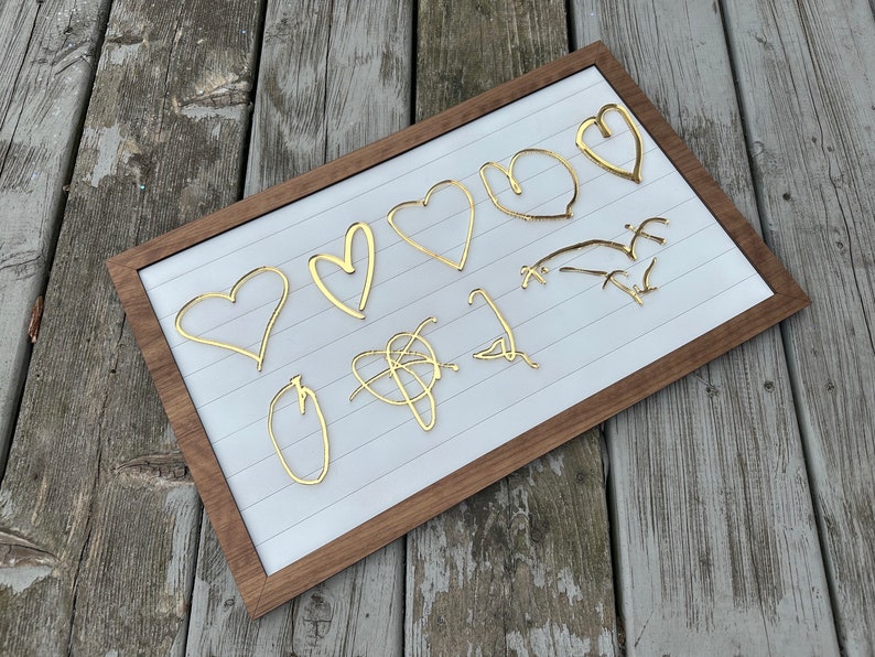 Kids Metallic Gold Heart Drawing Sign Parent, Grandparent, Aunt, Uncle, Teacher Personalized Gift image 3