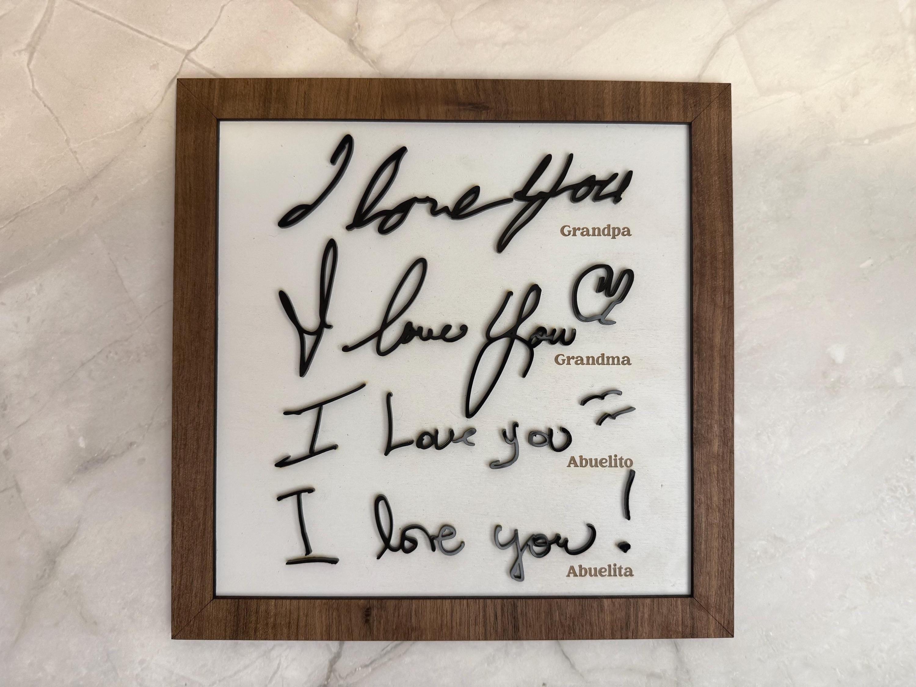 I Love You Handwriting Sign | Handwriting Sign 3D With Wood and