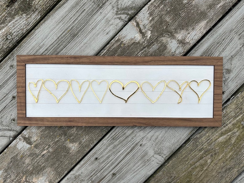 Kids Metallic Gold Heart Drawing Sign Parent, Grandparent, Aunt, Uncle, Teacher Personalized Gift image 2