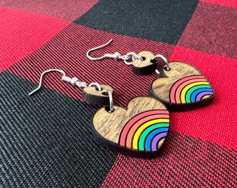 Rainbow Heart Drop Earrings | Colorful Heart Earrings