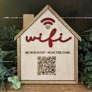 Wifi Password QR Code Sign | Custom Wifi Password Sign for home, business or rental property