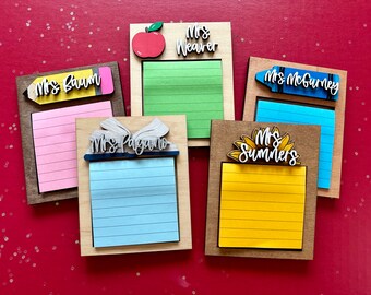 Personalized Maple Wood Sticky Note Holder: Teacher Appreciation Gift
