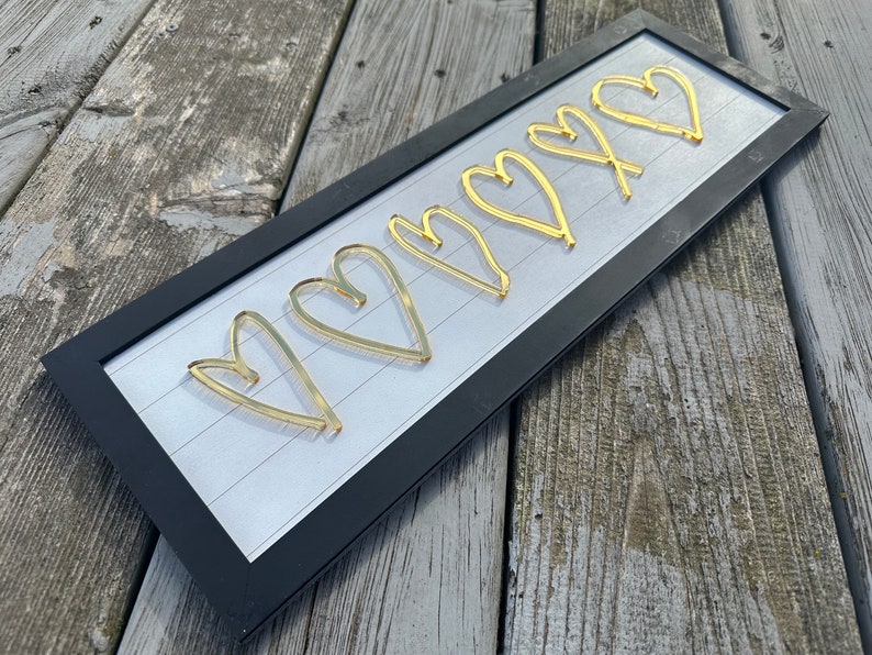 Kids Metallic Gold Heart Drawing Sign Parent, Grandparent, Aunt, Uncle, Teacher Personalized Gift image 4