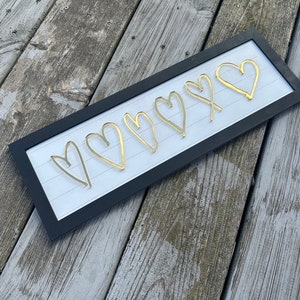 Kids Metallic Gold Heart Drawing Sign Parent, Grandparent, Aunt, Uncle, Teacher Personalized Gift image 1