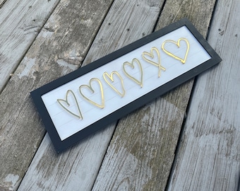 Kids Metallic Gold Heart Drawing Sign | Parent, Grandparent, Aunt, Uncle, Teacher Personalized Gift