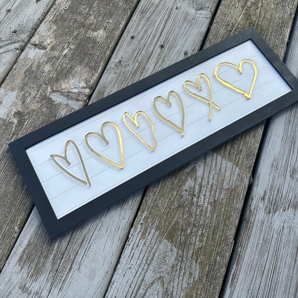 Kids Metallic Gold Heart Drawing Sign | Parent, Grandparent, Aunt, Uncle, Teacher Personalized Gift