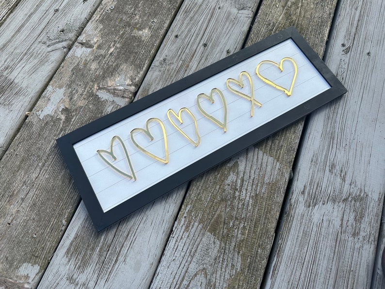 Kids Metallic Gold Heart Drawing Sign Parent, Grandparent, Aunt, Uncle, Teacher Personalized Gift image 1