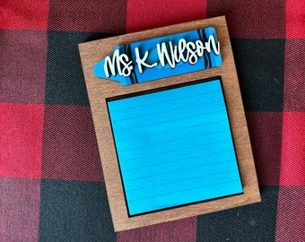 Personalized Crayon Sticky Note Holder | Teacher Appreciation Gift Sticky Note Holder