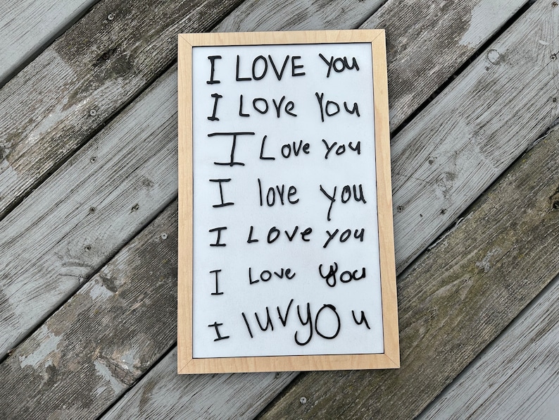 3D I love You Handwriting Sign Parent, Grandparent, Aunt, Uncle, Godparent Personalized Gift Large - up to 8