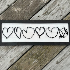 Family Member Heart Drawing Sign | 3D heart drawing personalized gift for Parents, Grandparents, Aunts, Uncles