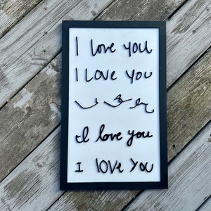 3D I love You Handwriting Sign Parent, Grandparent, Aunt, Uncle, Godparent Personalized Gift image 2