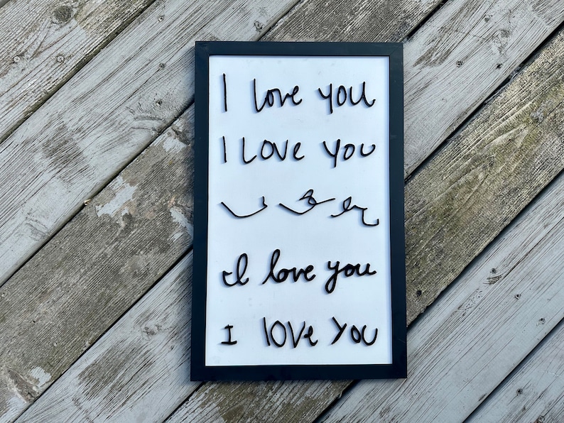 3D I love You Handwriting Sign Parent, Grandparent, Aunt, Uncle, Godparent Personalized Gift image 2