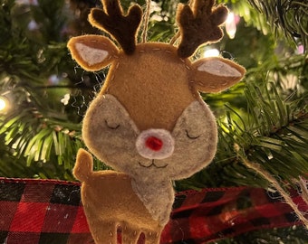 Rudolph the red nosed reindeer felt ornament