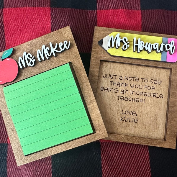 Personalized Sticky Note Holder with Engraved Message